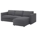 IKEA VIMLE ВІМЛЕ, 3-місний диван, з шезлонгом / Gunnared середньо-сірий 393.991.12 фото thumb №1