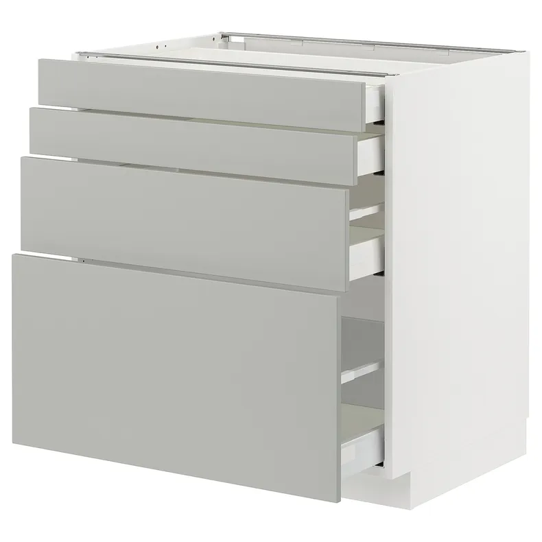IKEA METOD МЕТОД / MAXIMERA МАКСИМЕРА, напольный шкаф 4 фасада / 4 ящика, белый / светло-серый, 80x60 см 295.385.71 фото №1