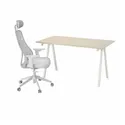 IKEA TROTTEN ТРОТТЕН / MATCHSPEL МАТЧСПЕЛЬ, стіл і стілець, бежевий/білий світло-сірий 795.377.53 фото thumb №1