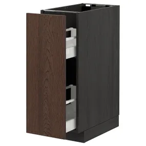 IKEA METOD МЕТОД / MAXIMERA МАКСИМЕРА, напольный шкаф / выдвижн внутр элем, черный / синарп коричневый, 30x60 см 494.056.88 фото