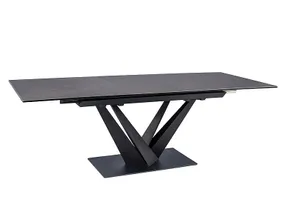 Стол обеденный раскладной SIGNAL SORENTO CERAMIC, серый мрамор/черный матовый, 90x160 фото