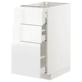 IKEA METOD МЕТОД / MAXIMERA МАКСИМЕРА, напольный шкаф с 3 ящиками, белый / Воксторп глянцевый / белый, 40x60 см 592.550.18 фото