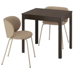 IKEA EKEDALEN ЭКЕДАЛЕН / KRYLBO КРЮЛБО, стол и 2 стула, темно-коричневый / тонированный темно-бежевый, 80 / 120 см 195.707.26 фото