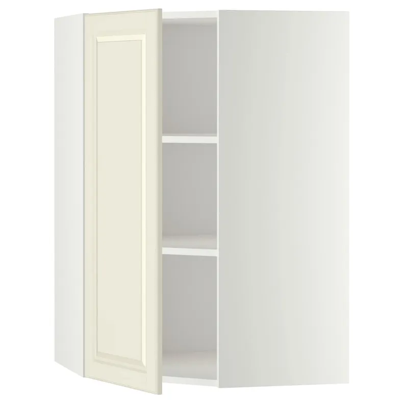IKEA METOD МЕТОД, кутова навісна шафа з полицями, білий / БУДБІН кремово-білий, 68x100 см 399.178.30 фото №1