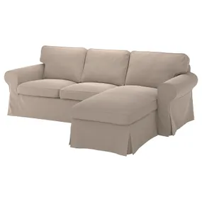 IKEA EKTORP ЕКТОРП, 3-місний диван, з шезлонгом / Талміра бежевий 394.305.46 фото