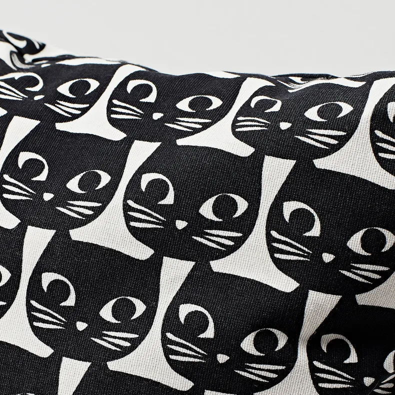 IKEA GERDIE ГЕРДІ, подушка, білий / чорний кіт, 40x40 см 604.106.31 фото №3