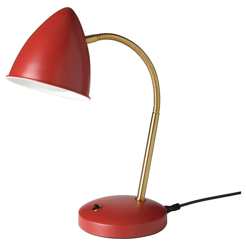 IKEA ISNÅLEN ИСНОЛЕН, рабочая лампа, светодиодная, красный / латунный цвет 805.200.11 фото №1