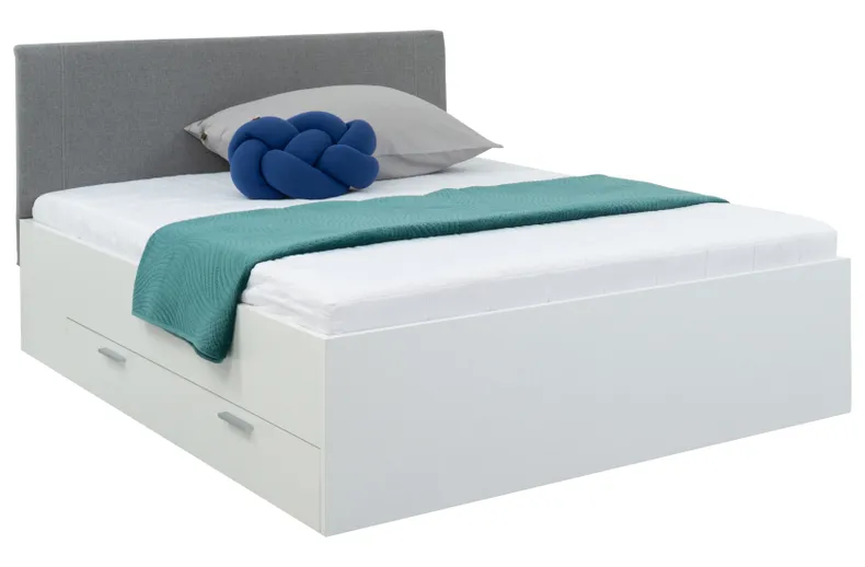 BRW Кровать Juist 140x200 с ящиками и матрасом белая, белый JUIST/140-BI фото №2