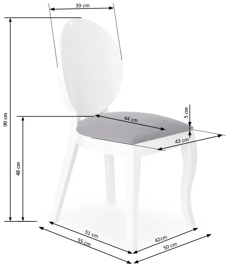Кухонный стул HALMAR VERDI белый/серый фото №4