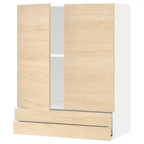 IKEA METOD МЕТОД / MAXIMERA МАКСІМЕРА, навісна шафа, 2 дверцят / 2 шухляди, білий / АСКЕРСУНД під світлий ясен, 80x100 см 894.600.22 фото