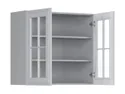 BRW Двухдверный верхний кухонный шкаф Verdi 80 см с витриной светло-серый матовый, греноловый серый/светло-серый матовый FL_G_80/72_LV/PV-SZG/JSZM фото thumb №3