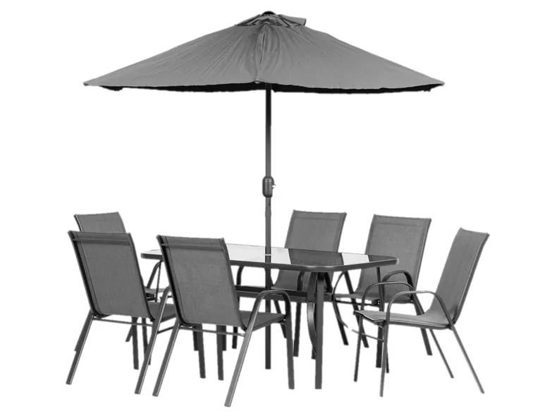 BRW Комплект садових меблів Еспоо стіл-парасолька + 6 стільців 093114 фото №1