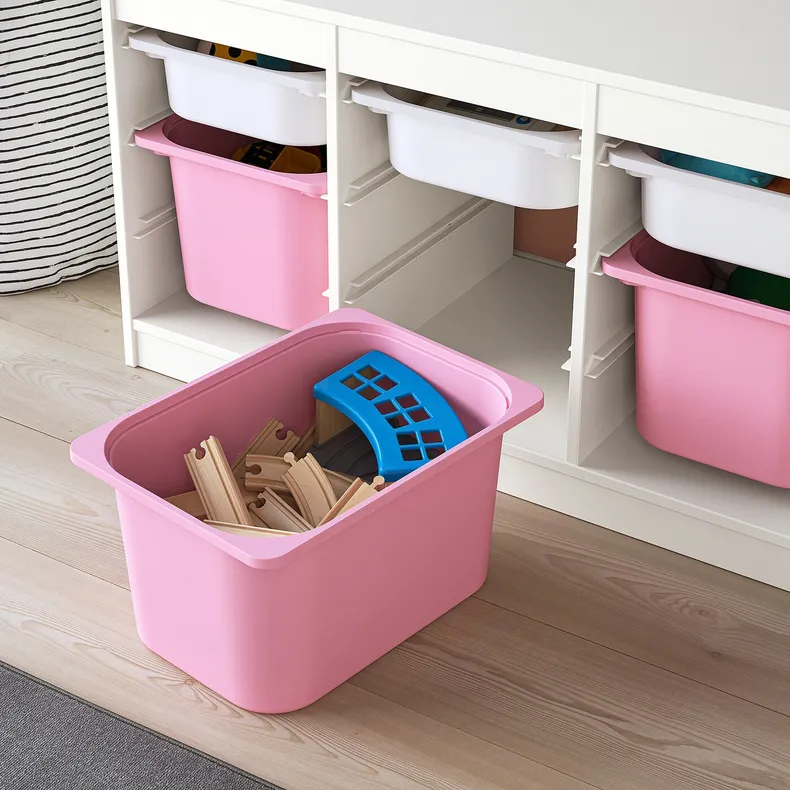 IKEA TROFAST ТРУФАСТ, комбинация д/хранения+контейнеры, белый белый/розовый, 99x44x56 см 893.355.04 фото №3