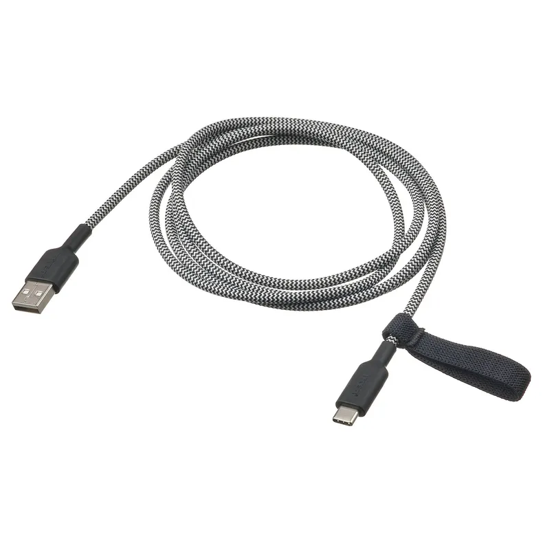 IKEA LILLHULT, USB-A до USB-C, Чорний/білий, 1.5 m 905.811.03 фото №1