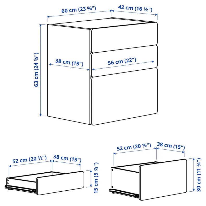 IKEA SMÅSTAD СМОСТАД, PLATSA ПЛАТСА, комод із 3 шухлядами, білий, бузковий, 60x42x63 см фото №5