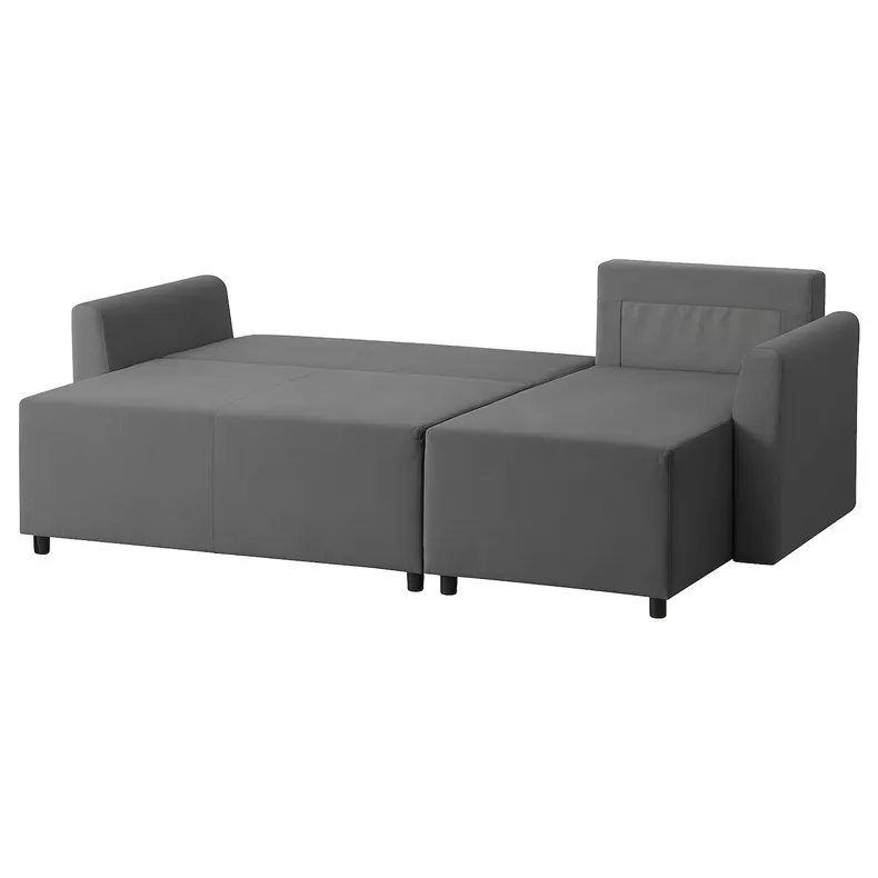IKEA BRISSUND БРИССУНД, 3-местный диван-кровать с козеткой, Хакебо темно-серый 605.808.69 фото №2