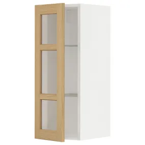 IKEA METOD МЕТОД, навісна шафа,полиці / скляні дверцята, білий / ФОРСБАККА дуб, 30x80 см 395.093.80 фото
