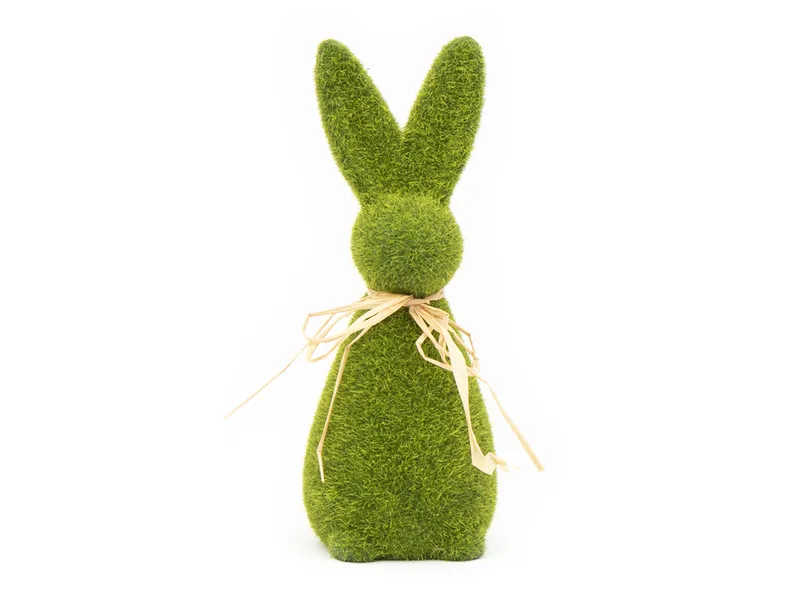 BRW Декоративна фігурка BRW Кролик з бантом, штучна трава 092494 фото №1