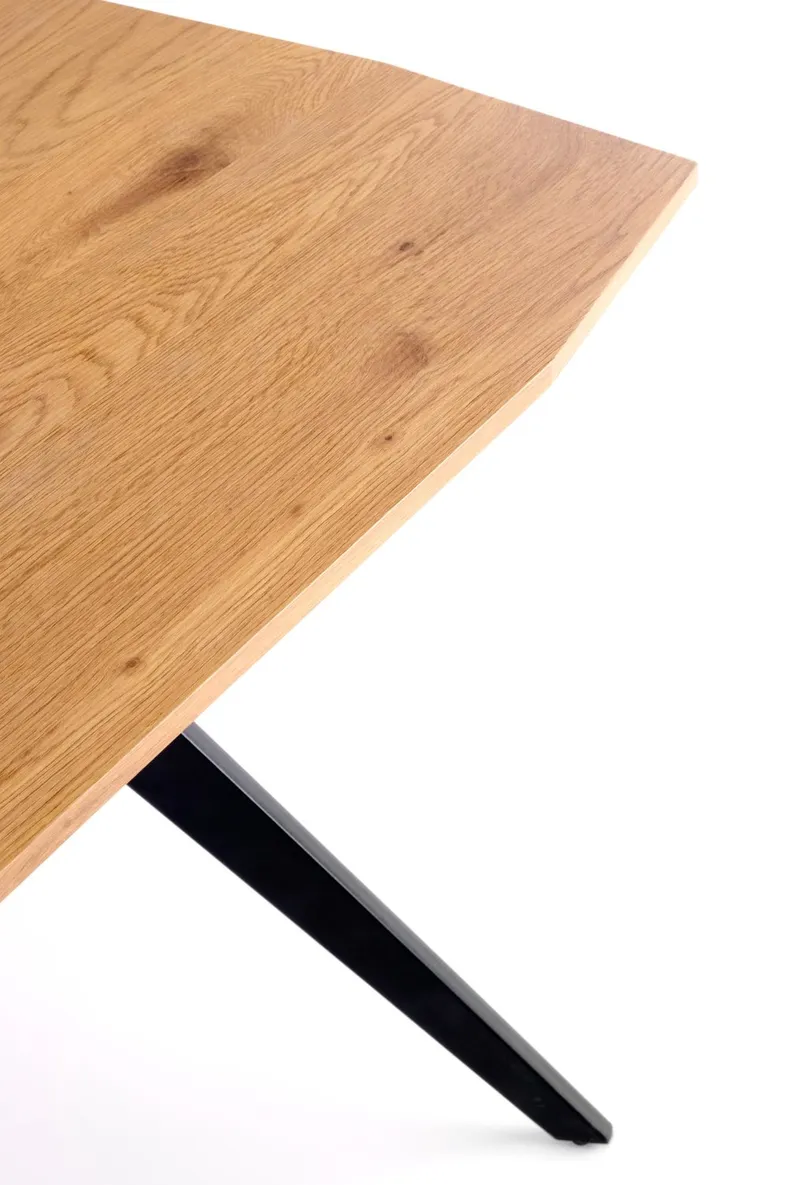 Обеденный стол раскладной HALMAR GUSTAVO 140-180x80 см - золотой дуб, ножки - черные фото №9