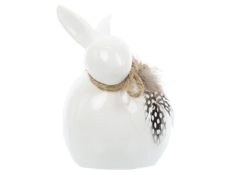 BRW Декоративна фігурка BRW Кролик з пером, кераміка, білий 092501 фото №3
