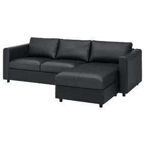 IKEA VIMLE ВИМЛЕ, 3-местный диван, с шезлонгом / Гранн / Бомстад черный 893.066.86 фото