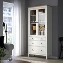 IKEA HEMNES ХЕМНЭС, шкаф-витрина с 3 ящиками, белое пятно / светло-коричневый, 90x197 см 504.135.07 фото thumb №2