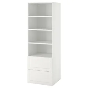 IKEA SMÅSTAD СМОСТАД / PLATSA ПЛАТСА, книжкова шафа, білий з каркасом / з 2 шухлядами, 60x57x181 см 794.832.98 фото