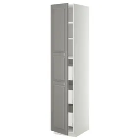 IKEA METOD МЕТОД / MAXIMERA МАКСИМЕРА, высокий шкаф с ящиками, белый / бодбинский серый, 40x60x200 см 393.600.44 фото