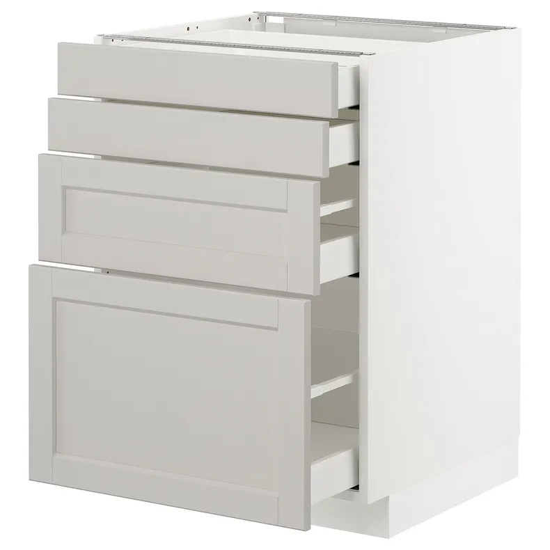 IKEA METOD МЕТОД / MAXIMERA МАКСИМЕРА, напольн шкаф 4 фронт панели / 4 ящика, белый / светло-серый, 60x60 см 592.744.13 фото №1
