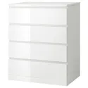 IKEA MALM МАЛЬМ, комод с 4 ящиками, белый глянец, 80x100 см 504.240.54 фото thumb №1