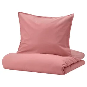 IKEA ÄNGSLILJA ЕНГСЛІЛЬЯ, підковдра та наволочка, темно-рожевий, 150x200 / 50x60 см 305.376.36 фото