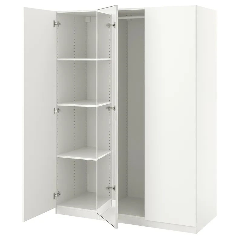 IKEA PAX ПАКС / FORSAND / ÅHEIM ФОРСАНД / ОХЕЙМ, гардероб, комбинация, белый / зеркальный, 150x60x201 см 195.536.42 фото №1