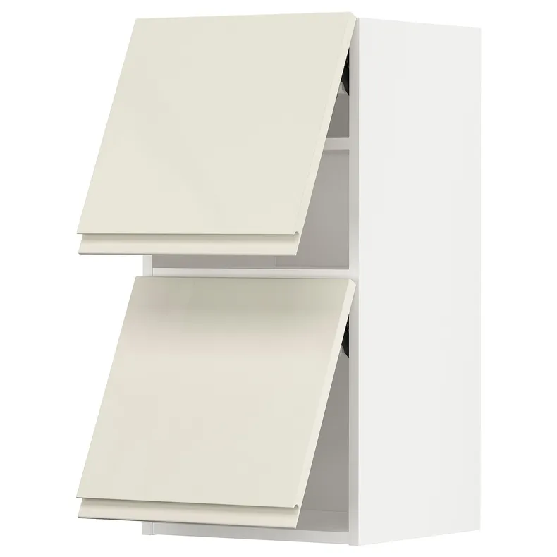 IKEA METOD МЕТОД, настінна шафа, горизонт, 2 дверцят, білий / Voxtorp високий глянець світло-бежевий, 40x80 см 893.930.56 фото №1