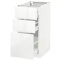 IKEA METOD МЕТОД / MAXIMERA МАКСІМЕРА, підлогова шафа з 3 шухлядами, білий / РІНГХУЛЬТ білий, 40x60 см 390.496.23 фото thumb №1