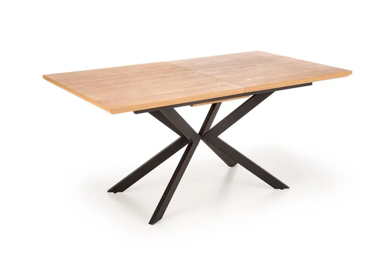 Обеденный стол раскладной HALMAR LEGARTO 160-200x90 см, столешница - натуральный дуб, ножка - черная фото №1