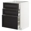 IKEA METOD МЕТОД / MAXIMERA МАКСИМЕРА, напольный шкаф с 3 ящиками, белый / Лерхиттан с черными пятнами, 60x60 см 092.568.45 фото thumb №1