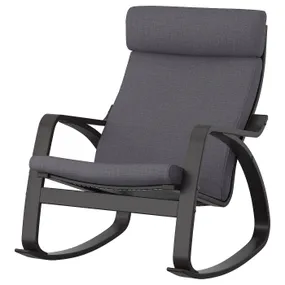 IKEA POÄNG ПОЭНГ, кресло-качалка, черный / коричневый / темно-серый Skiftebo 293.958.31 фото