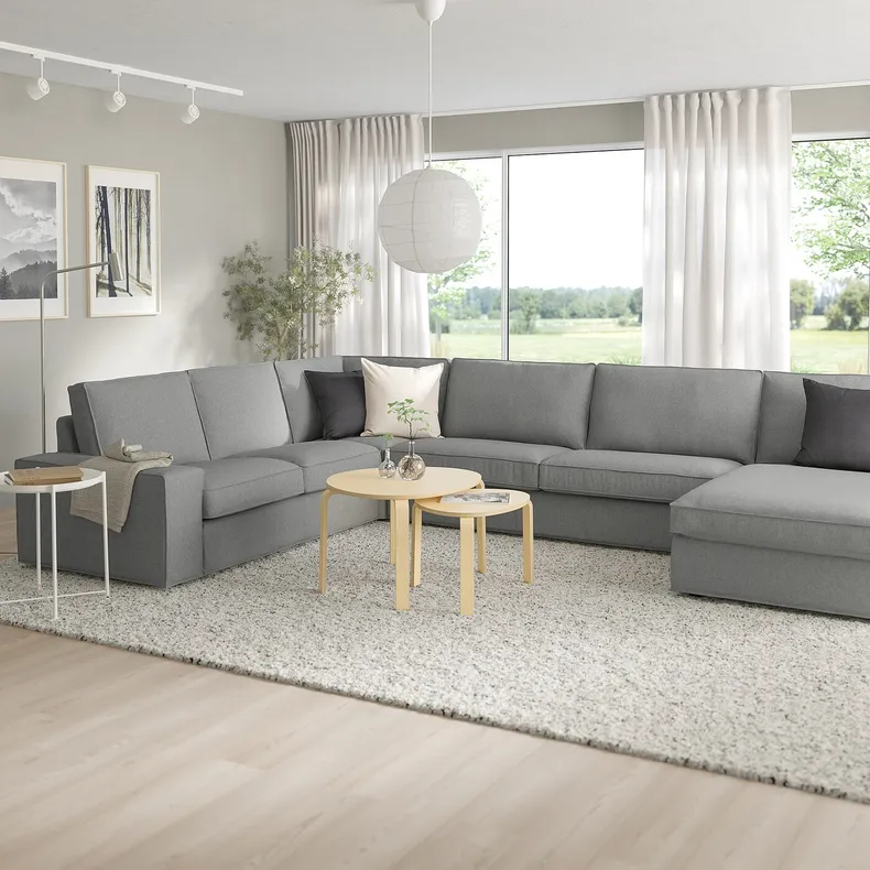 IKEA KIVIK КІВІК, кутовий 6-місний диван з кушеткою, Tibbleby бежевий / сірий 794.404.83 фото №2