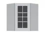 BRW Кутова кухонна шафа Verdi 60 см з вітриною праворуч світло-сіра матова, гренола сірий/світло-сірий матовий FL_GNWU_60/72_PV-SZG/JSZM фото