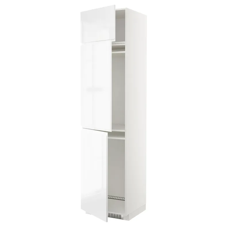 IKEA METOD МЕТОД, высокий шкаф д / холод / мороз / 3 дверцы, белый / Воксторп глянцевый / белый, 60x60x240 см 694.657.04 фото №1