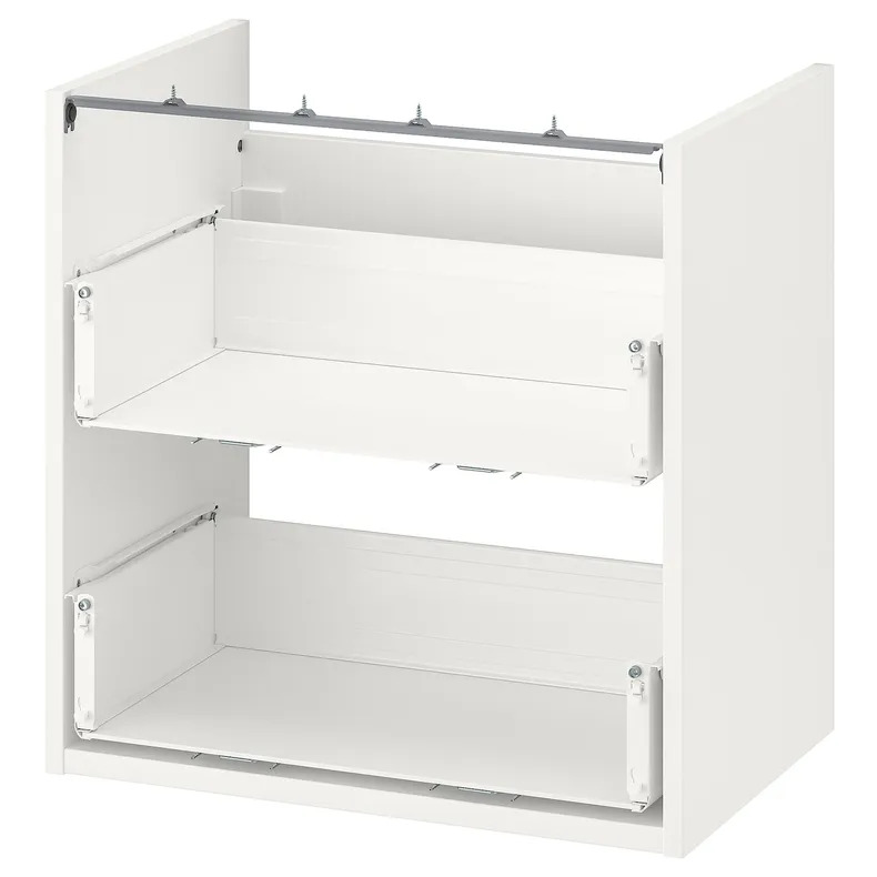 IKEA ENHET ЕНХЕТ, підлогова шафа під раковин з 2 шухл, білий, 60x40x60 см 804.405.09 фото №1