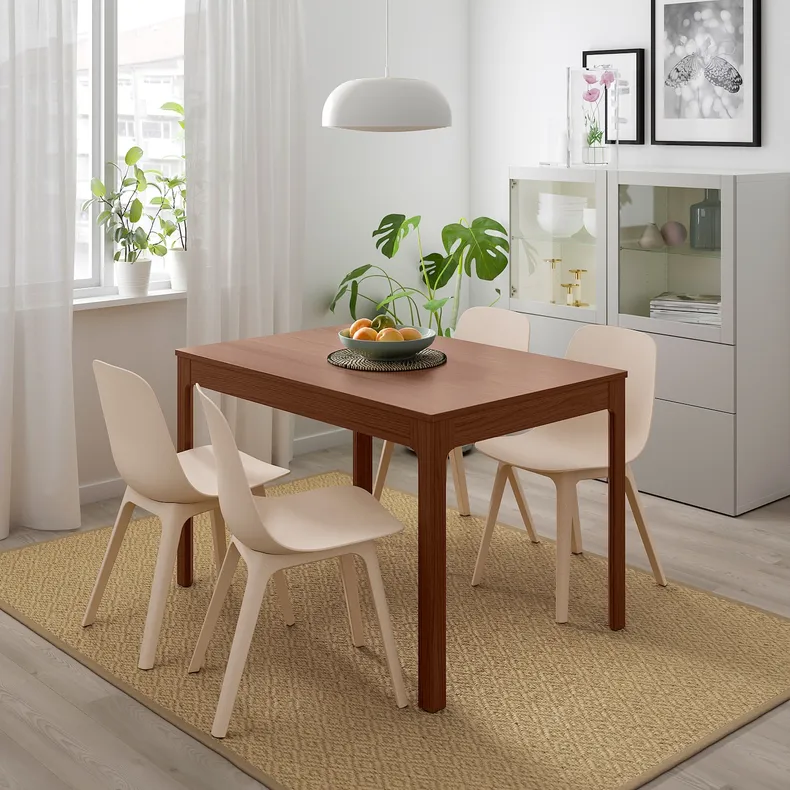 IKEA EKEDALEN ЭКЕДАЛЕН / ODGER ОДГЕР, стол и 4 стула, коричневый / бело-бежевый, 120 / 180 см 692.214.38 фото №2