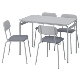 IKEA GRÅSALA ГРОСАЛА / GRÅSALA ГРОСАЛА, стіл+4 стільці, сірий сірий/сірий, 110 см 694.840.43 фото