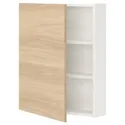 IKEA ENHET ЭНХЕТ, навесной шкаф с 2 полками / дверцей, белый / имит. дуб, 60x17x75 см 493.236.64 фото thumb №1