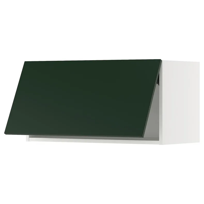 IKEA METOD МЕТОД, горизонтальный навесной шкаф, белый/Гавсторп темно-зеленый, 80x40 см 895.571.56 фото №1