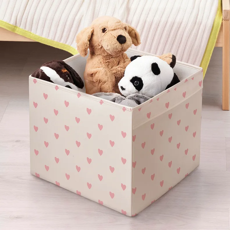 IKEA REGNBROMS РЕГНБРОМС, коробка, рисунок сердца / розовый, 33x38x33 см 705.553.55 фото №2