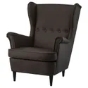 IKEA STRANDMON СТРАНДМОН, кресло с подголовником, Гранн / Бомстад темно-коричневый 004.946.38 фото thumb №1