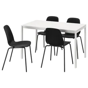 IKEA MELLTORP МЕЛЬТОРП / LIDÅS ЛИДОС, стол и 4 стула, белый белый / черный, 125 см 695.090.53 фото