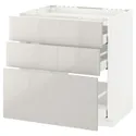 IKEA METOD МЕТОД / MAXIMERA МАКСІМЕРА, підлог шафа д / плити, 3 фр пан / 3 шух, білий / Ringhult світло-сірий, 80x60 см 191.424.34 фото thumb №1