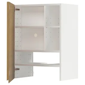 IKEA METOD МЕТОД, настінн шаф д/витяжки з полиц/дверц, білий / Voxtorp імітація. дуб, 60x80 см 595.382.87 фото